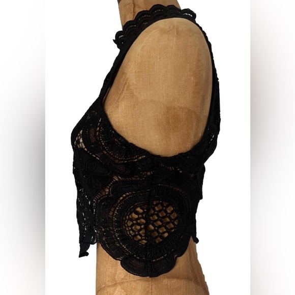 Windsor Black Lace Zip Up Top EUC L - Picture 4 of 9